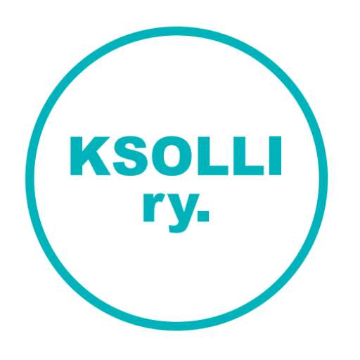 KSOLLIn logo, jossa turkoosi teksti on ympyrän sisällä.